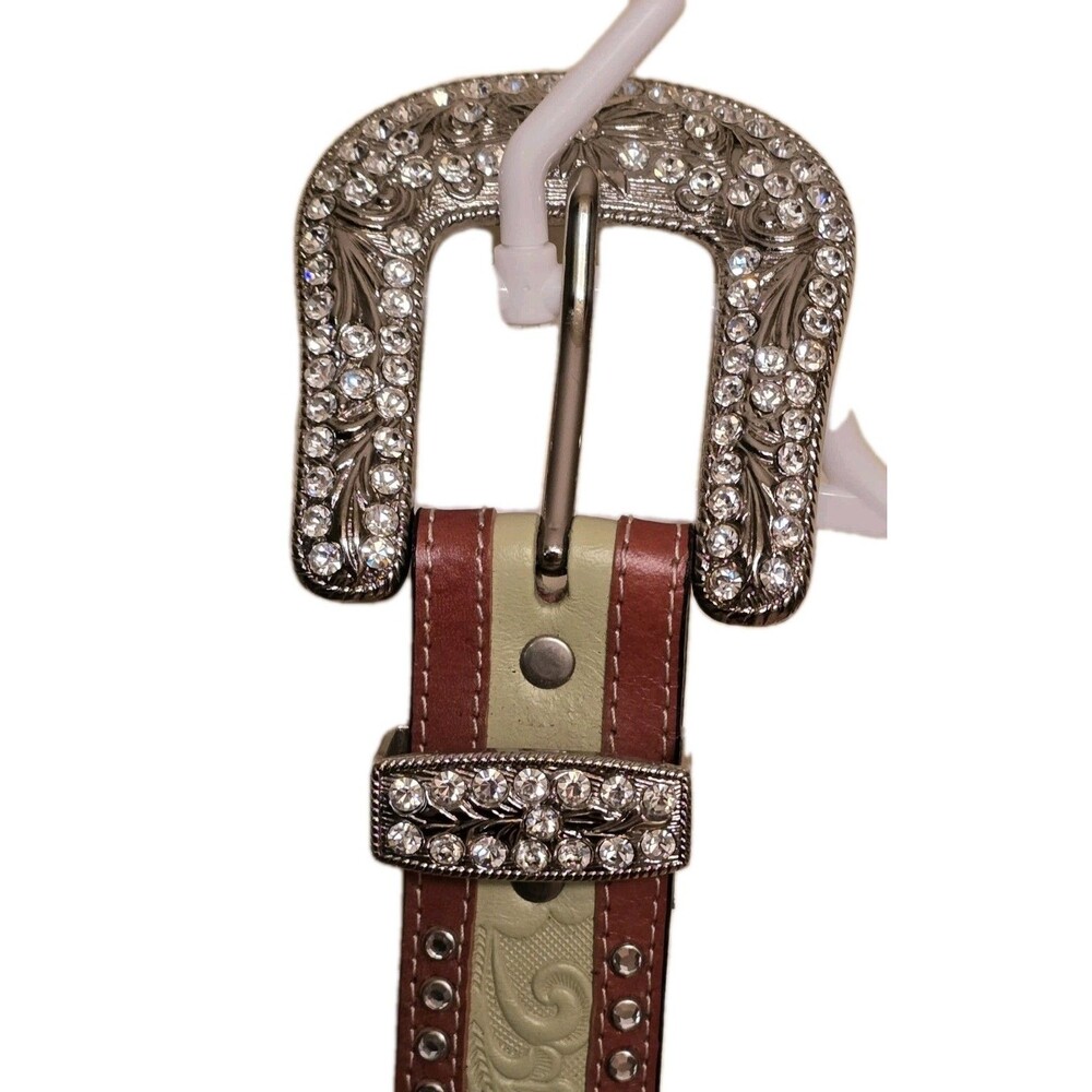 DDD 3D Western Belt Light Green Genuine Leather Sz M 30 34in MinorFlaws SeePics